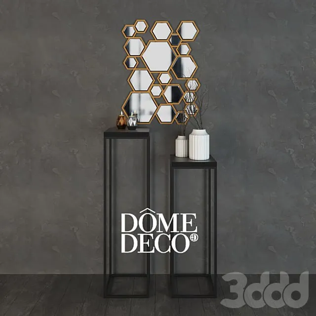 Dome Deco decor set with vases, consoles, mirror