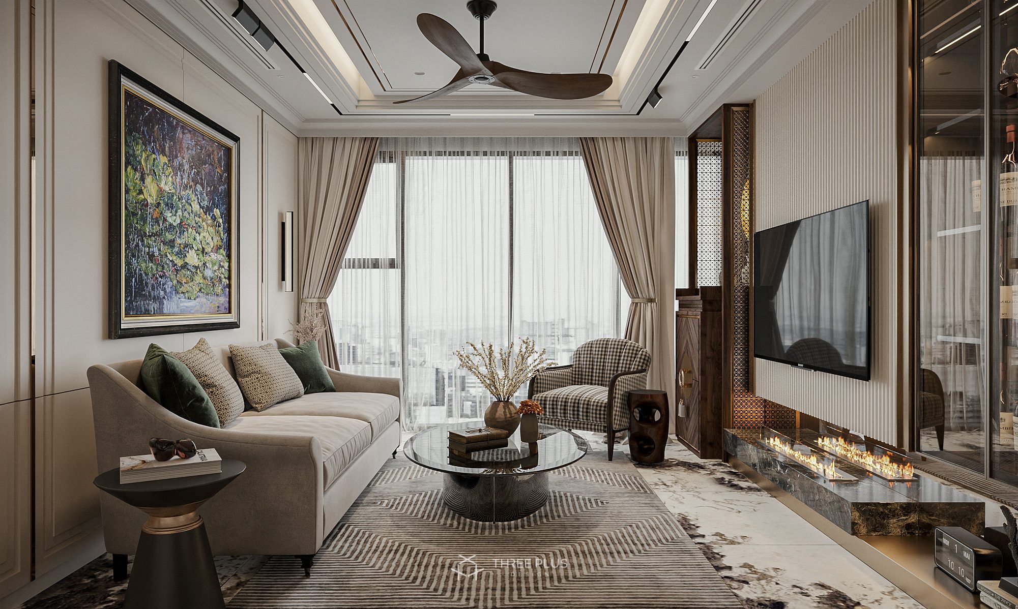 3D Living Room – Kitchen Interior Model Download by Trung Pham