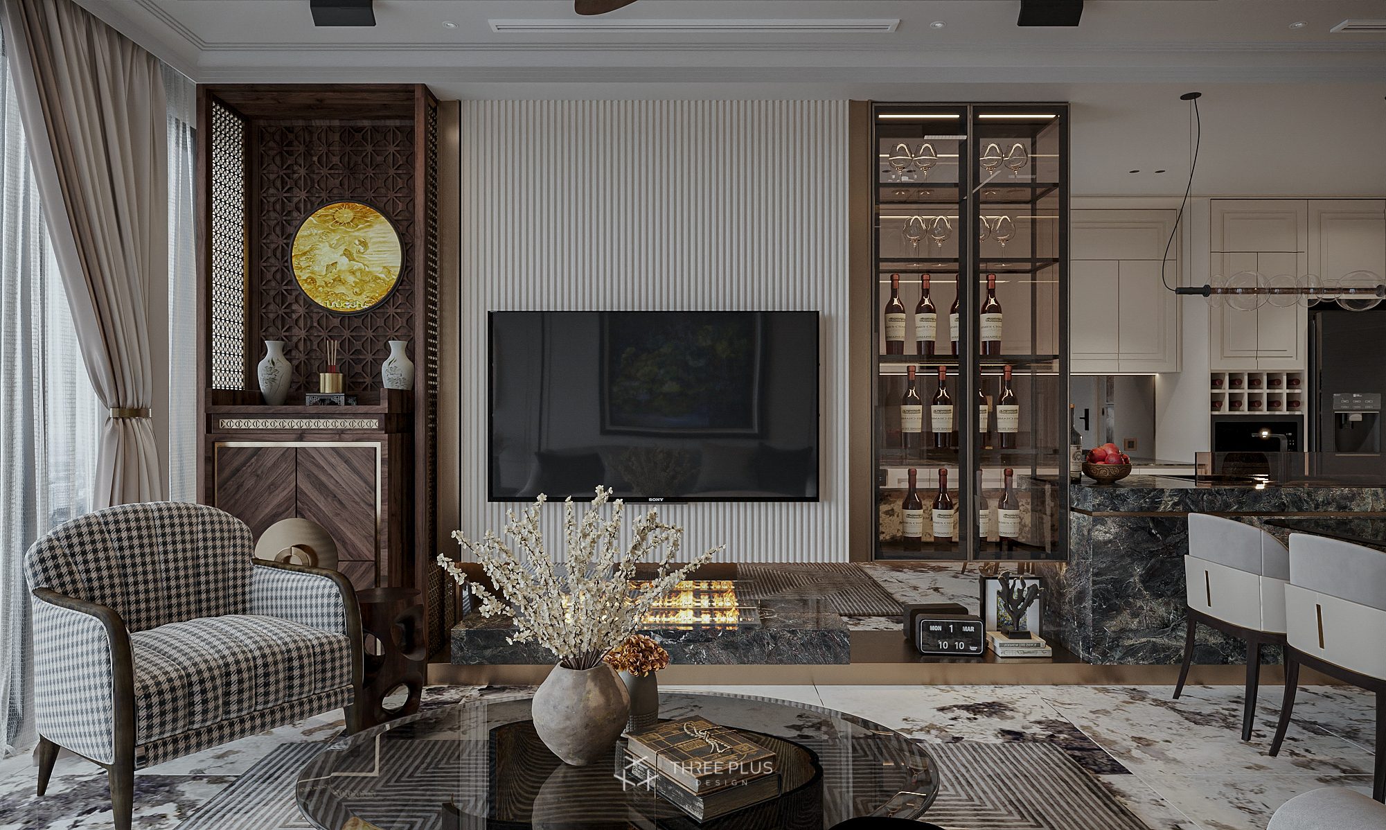 13278. 3D Living Room Kitchen Interior Model Download By Trung Pham