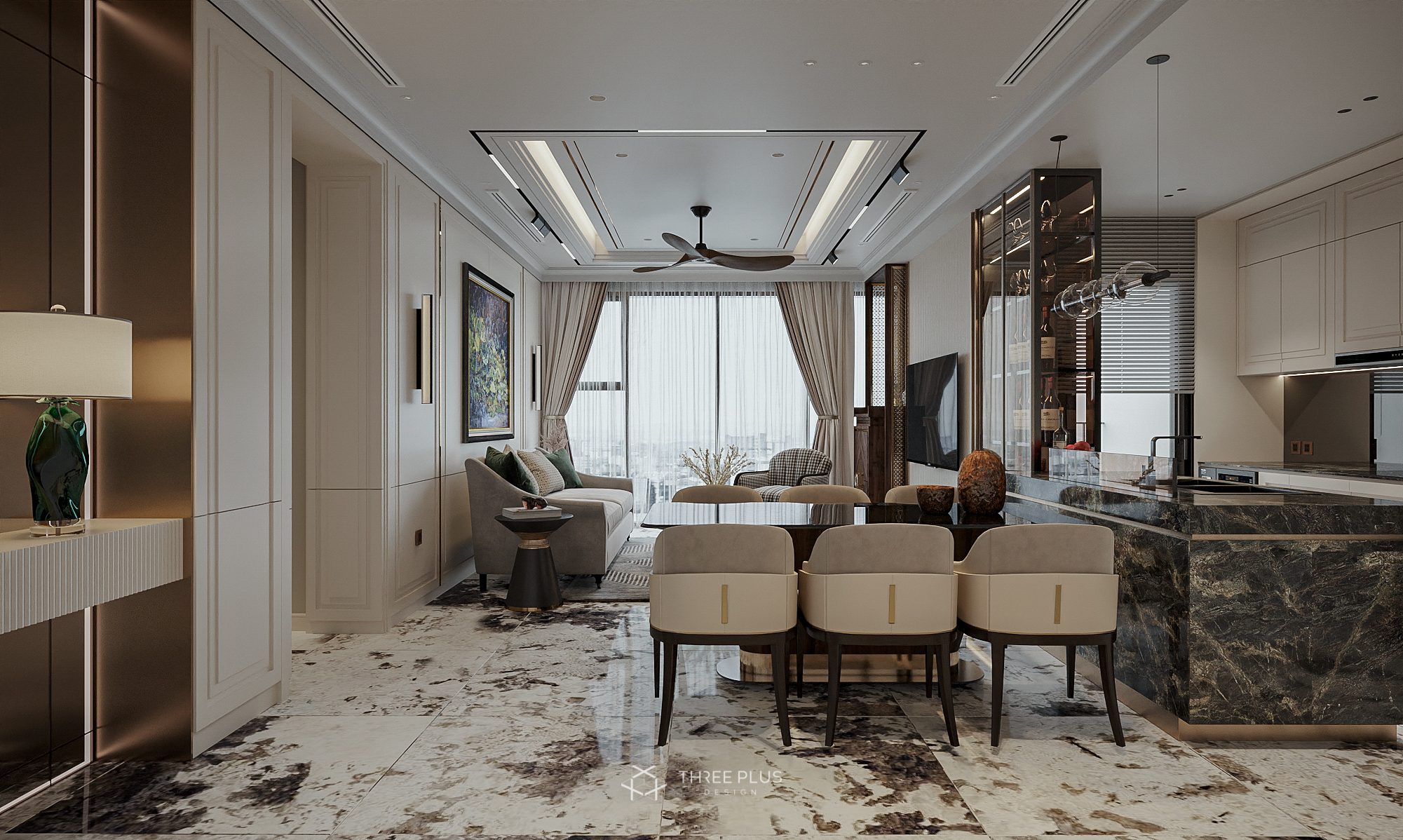 13278. 3D Living Room Kitchen Interior Model Download By Trung Pham