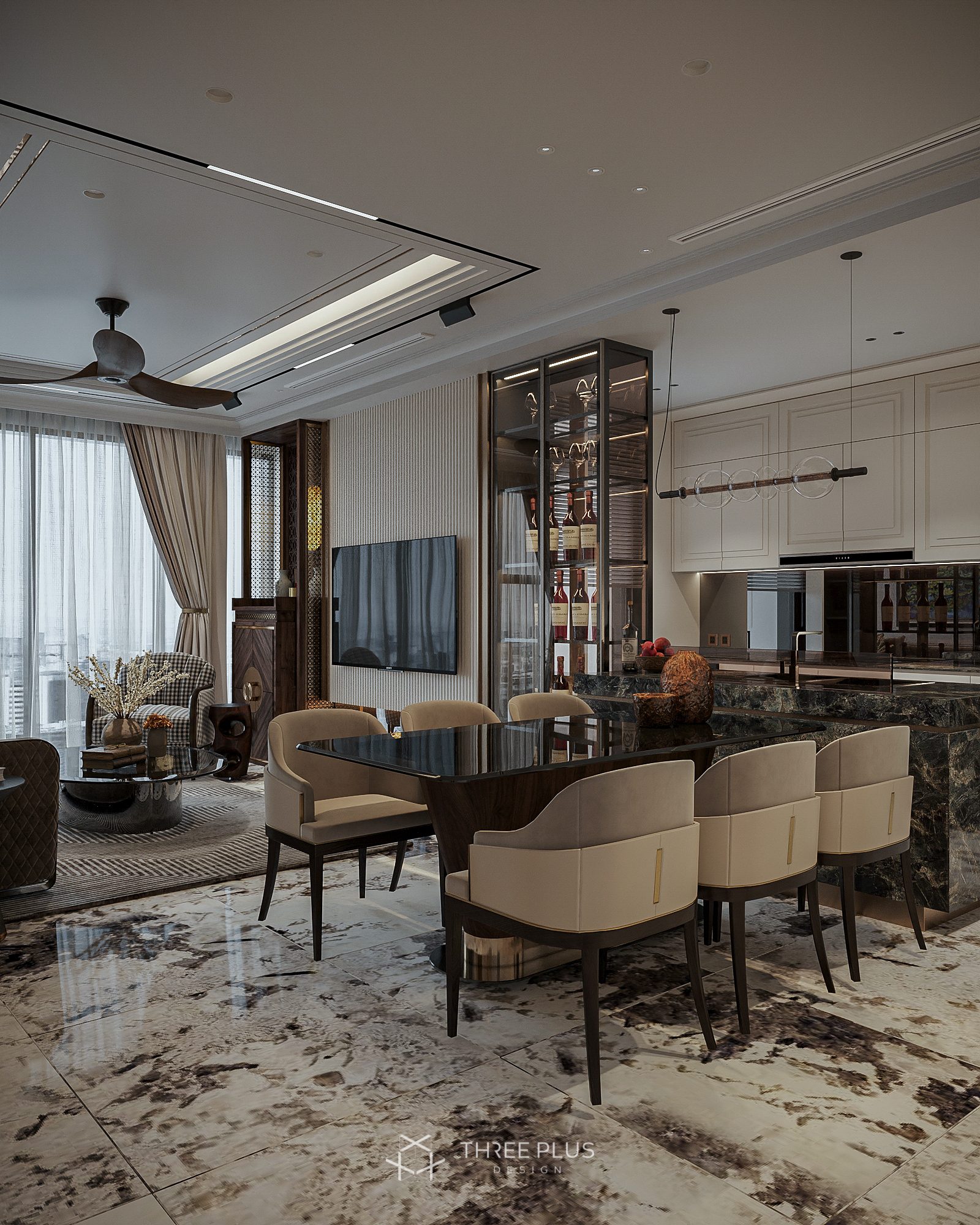 13278. 3D Living Room Kitchen Interior Model Download By Trung Pham