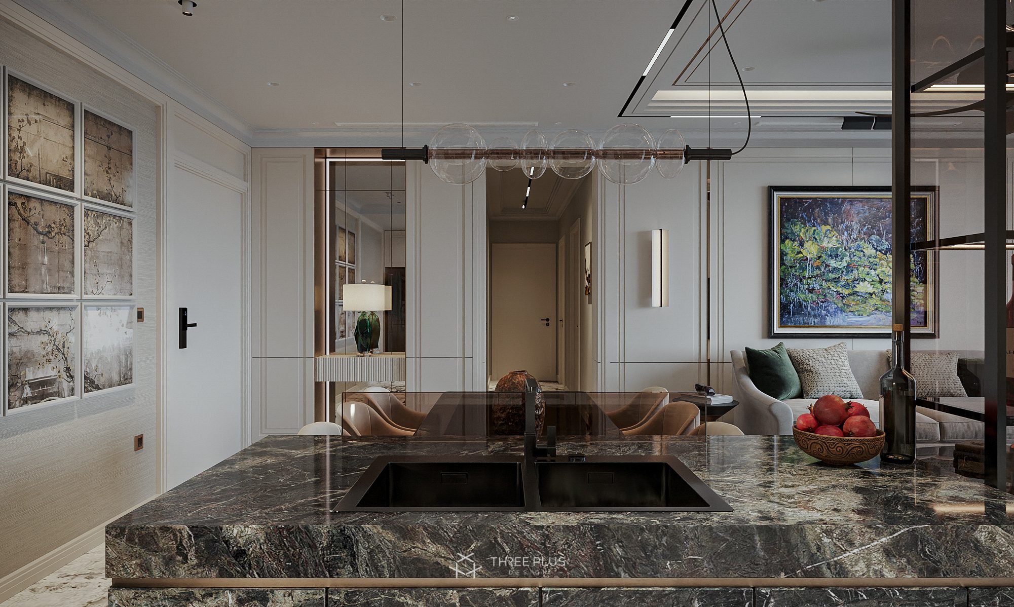 13278. 3D Living Room Kitchen Interior Model Download By Trung Pham