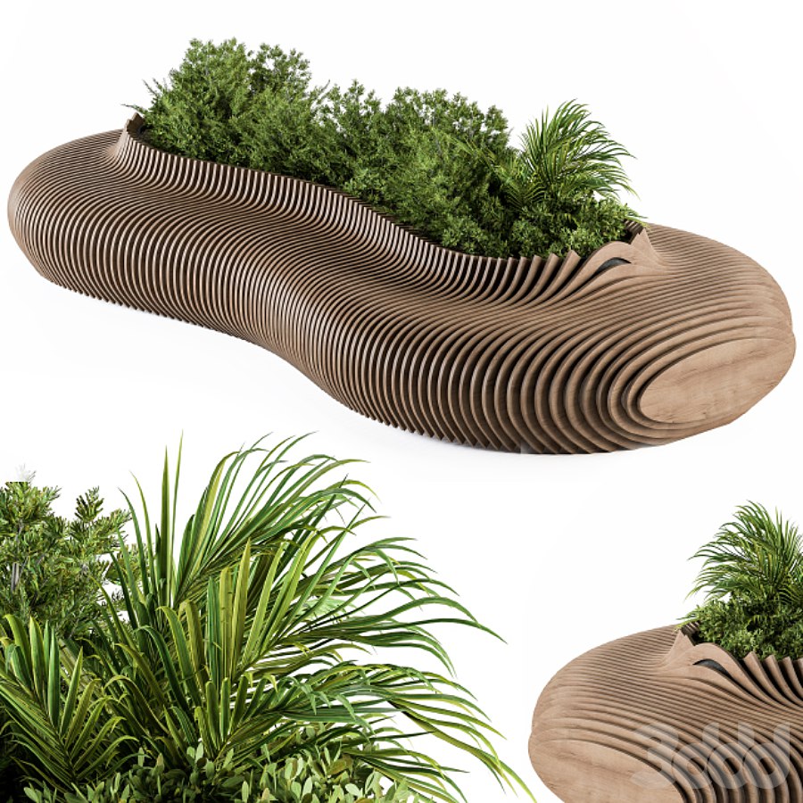 Urban Furniture / Parametric Bench with Plants- Set 22