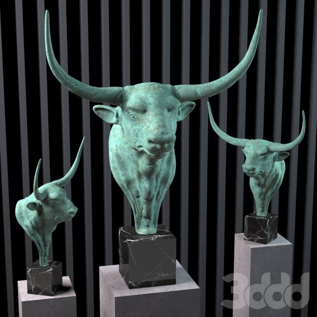 Sculpture of a bull&#39;s head