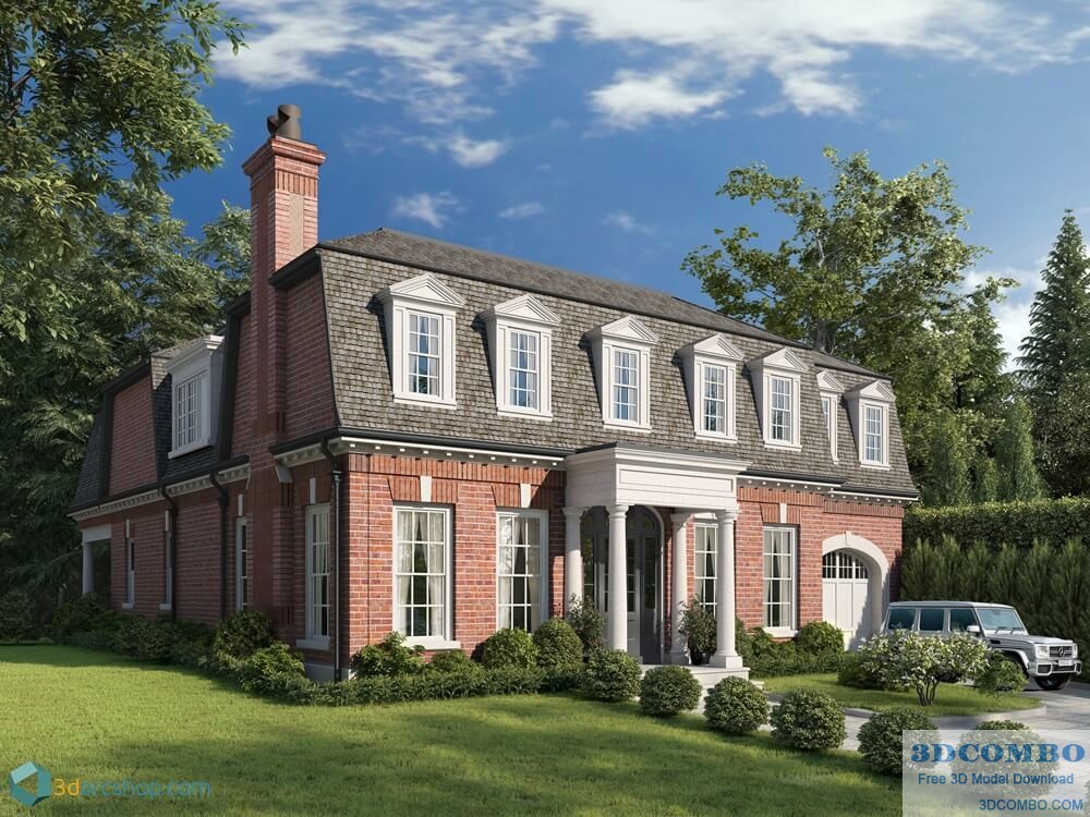 3D American country house model