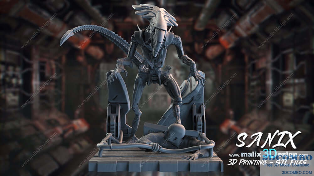 Alien Queen Xenomorph Diorama STL File For 3D Print 10
