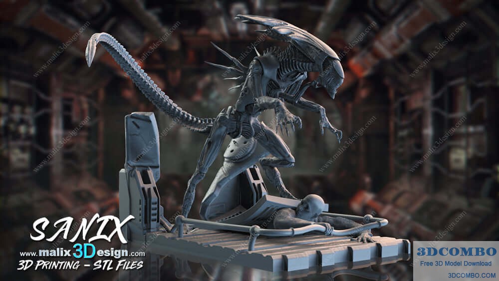 Alien Queen Xenomorph Diorama - STL File for 3D Print