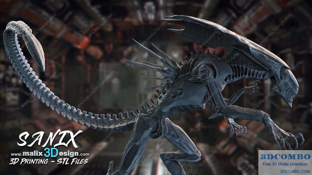 Alien Queen Xenomorph Diorama STL File For 3D Print 3