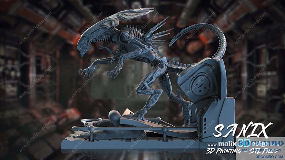 Alien Queen Xenomorph Diorama STL File For 3D Print 4