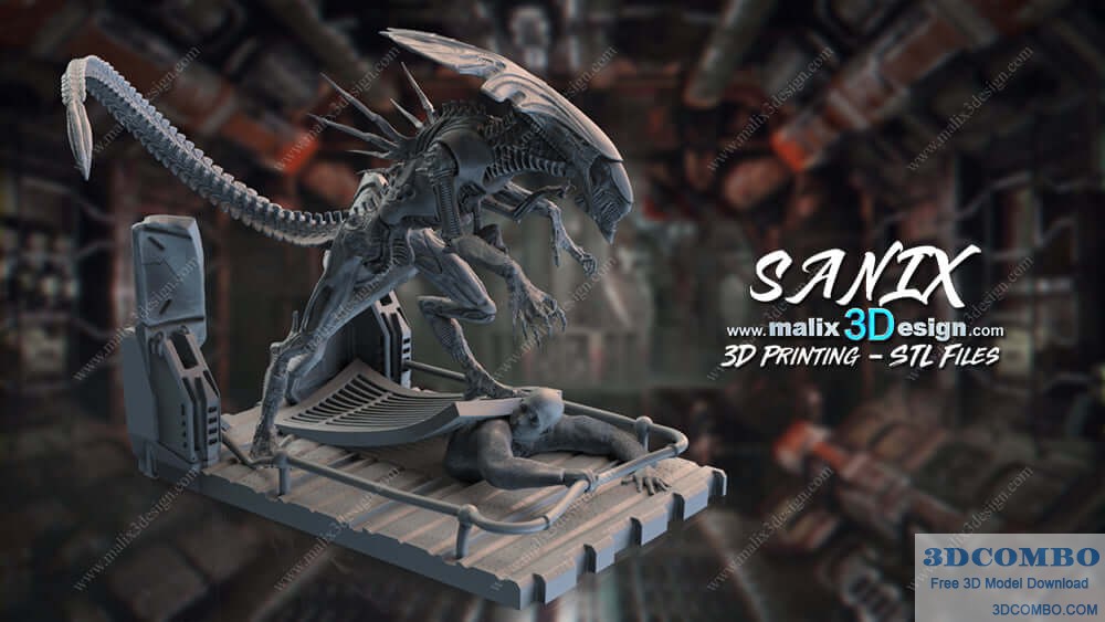Alien Queen Xenomorph Diorama STL File For 3D Print 5