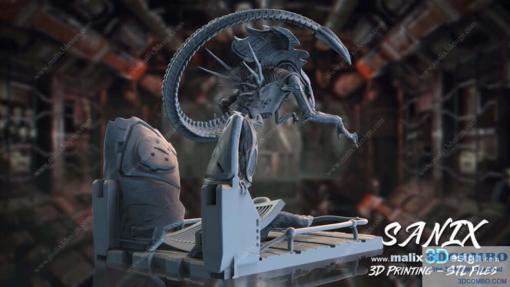 Alien Queen Xenomorph Diorama STL File For 3D Print 6