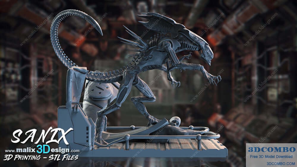 Alien Queen Xenomorph Diorama STL File For 3D Print 7