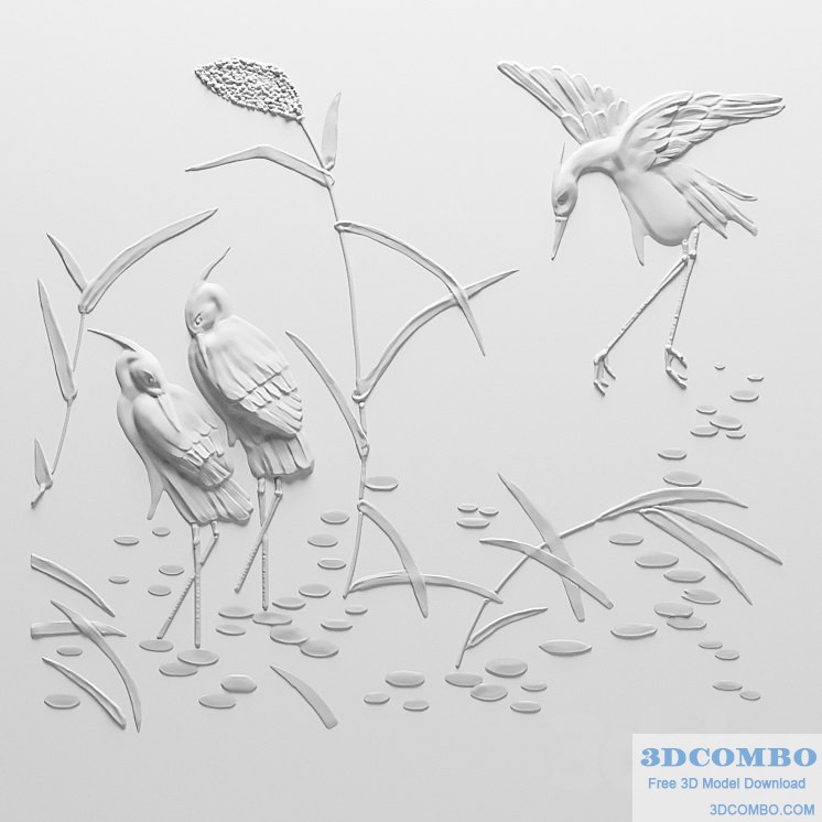 Bas-relief of a Heron