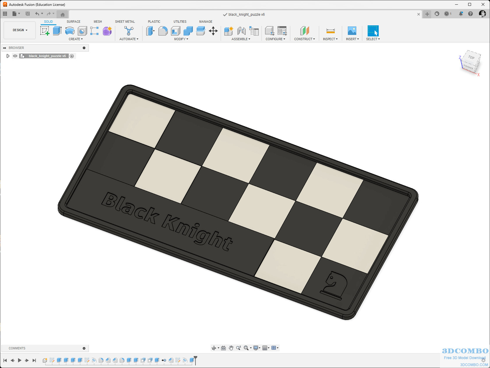 Black Knight Puzzle Board 3D Model1.3dcombo.com