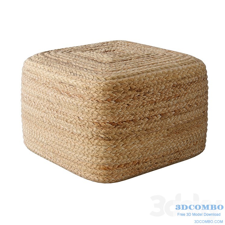 Braided jute pouf square