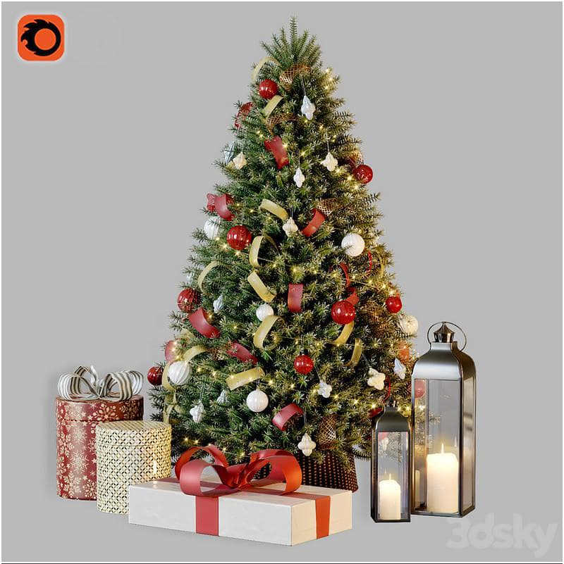 Christmas tree with decor 1 – 3D Model