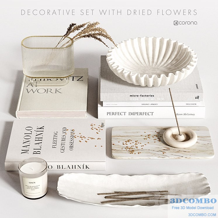 Decorative Set with Dried Flowers