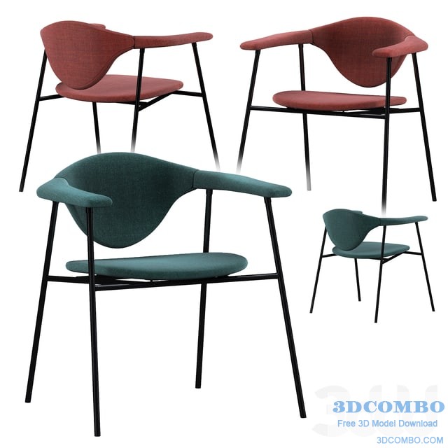 GUBI Masculo Chair with steel and base 4 legs