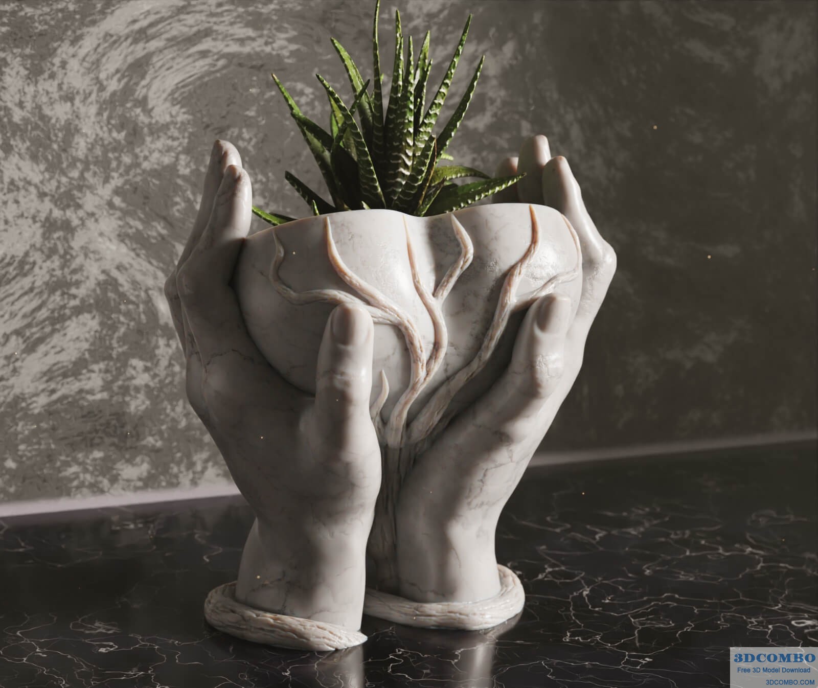 Heart Hands Vase 3D Model1.3dcombo.com