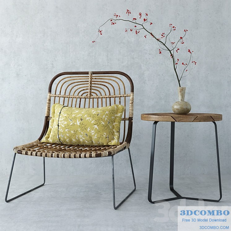 House Doctor Kawa rattan chair & Manutti sidetable
