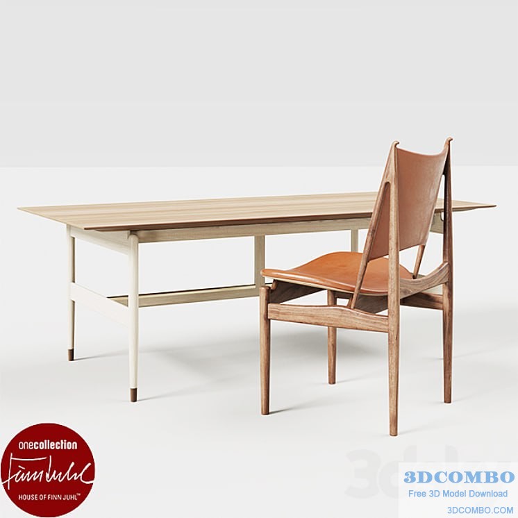 Kaufmann table and Egyptian chair bu Finn Juhl