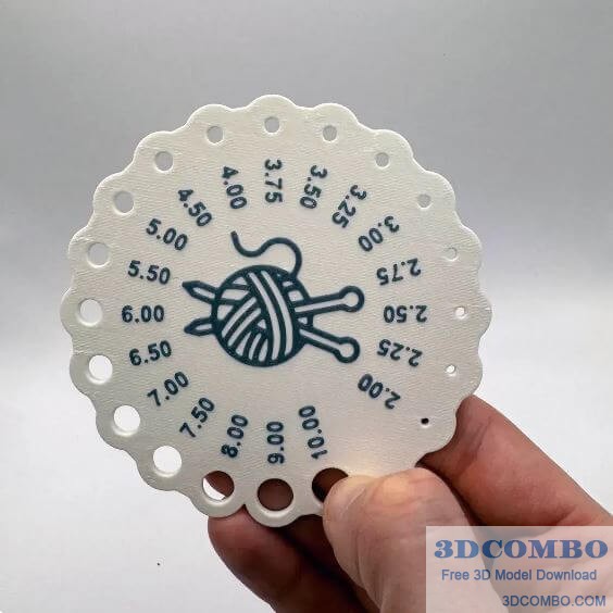 KNITTING SIZE TOOL CHART 3D MODEL