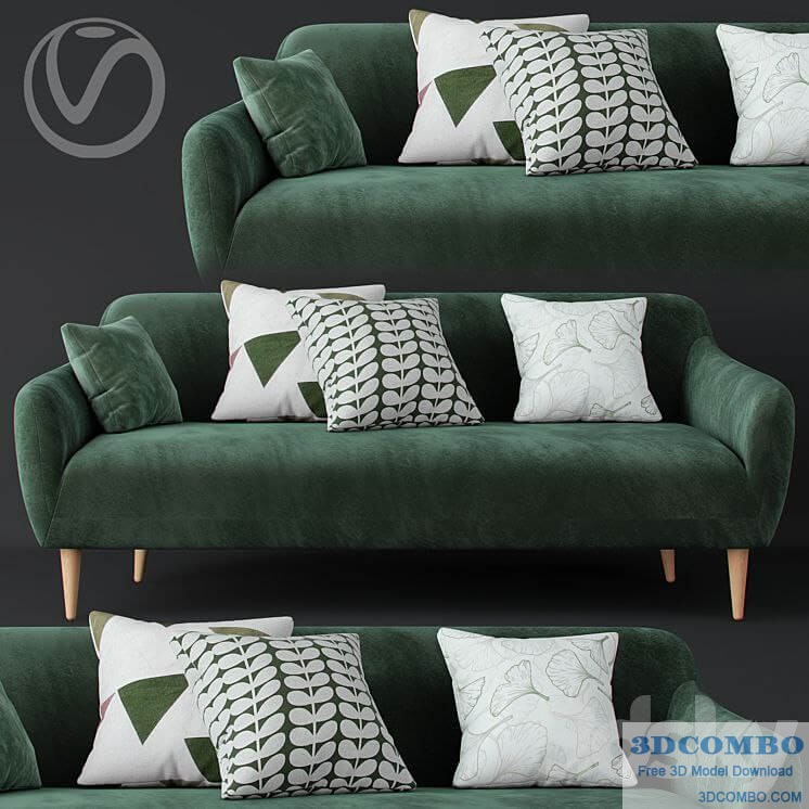 Macy Green Velvet Sofa