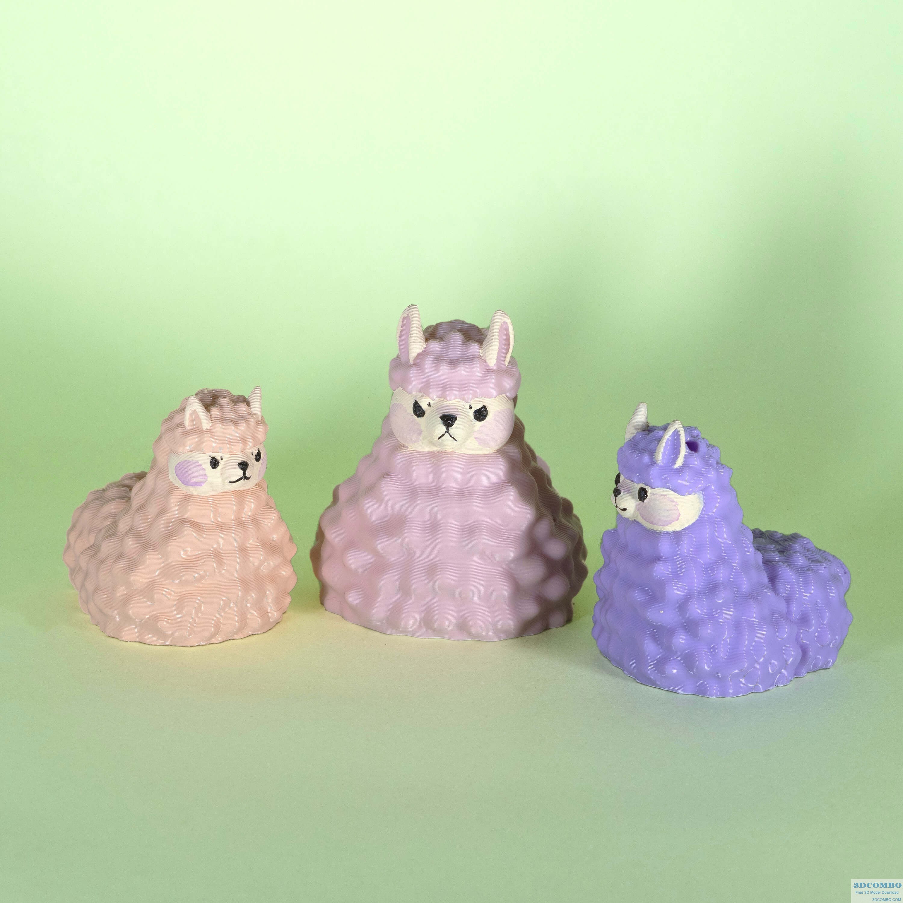 Mama Llama And Her Babies 3D Model2.3dcombo.com