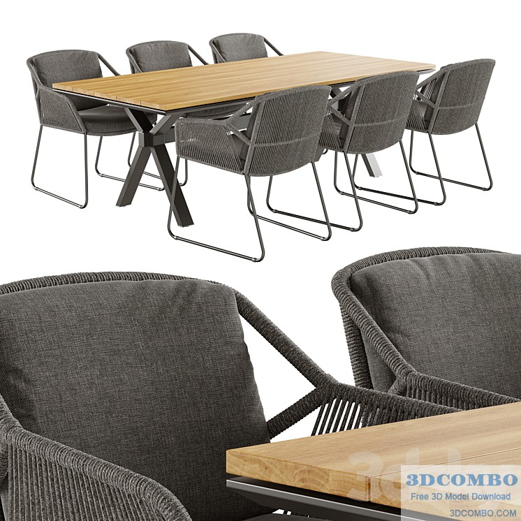 Outdoor garden wicker woven dining set 4so accor