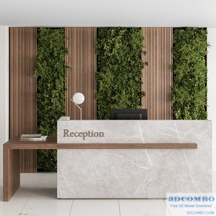 Reception Desk and Wall Decor with vertical Garden - Office Set 238