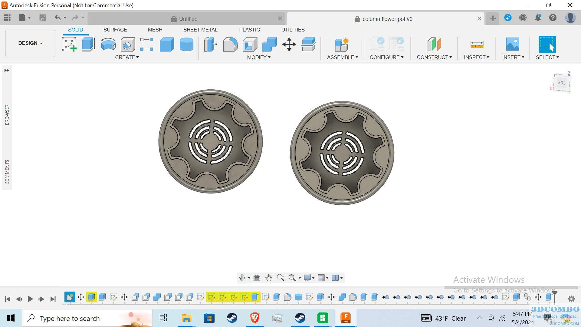 Roman Column Flower Pot 3D Model1.3dcombo.com