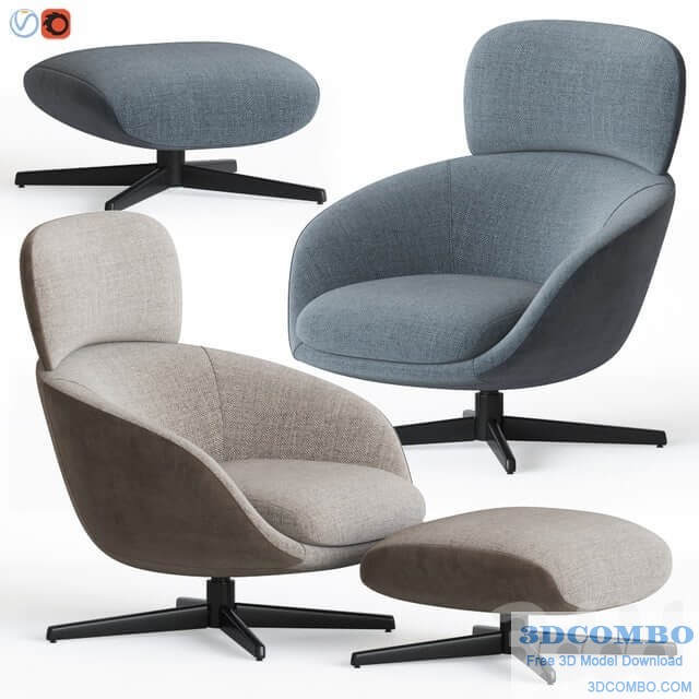 Russell Armchair & Ottoman by Minotti