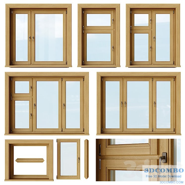 Set of wooden windows 1 + Designer