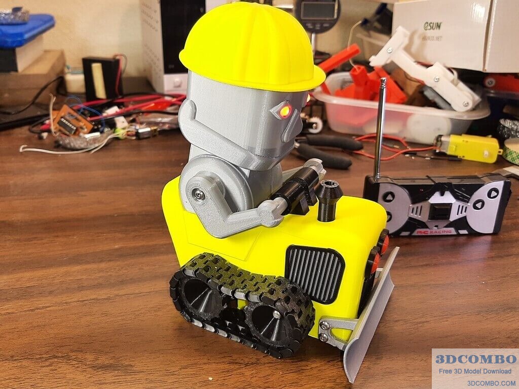 Single Motot Steerable Robot Bulldozer2.3dcombo.com