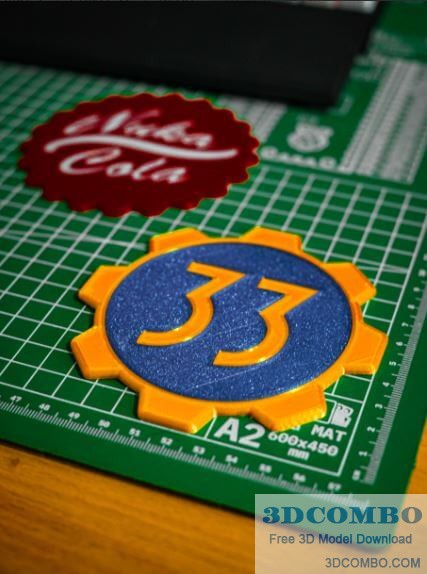 Vault 33 Gear & Nuka Cola Bottle Cap.3dcombo.com