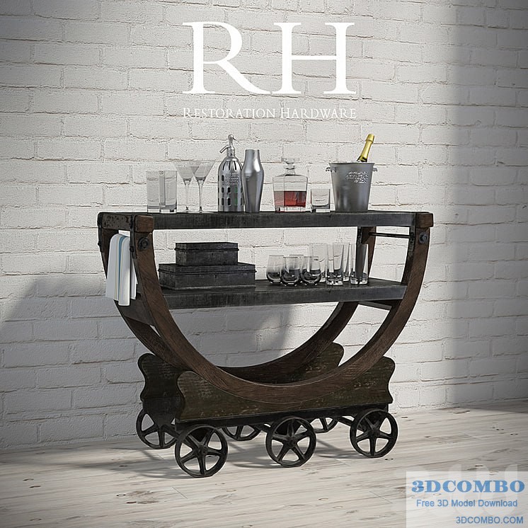 Vintage Wallpaper Factory Bar Cart