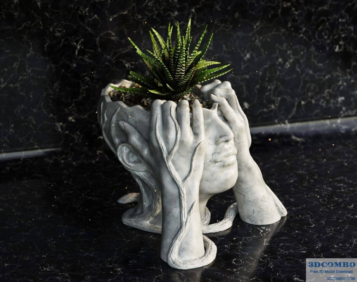 Woman Head Vase 3D Model2.3dcombo.com